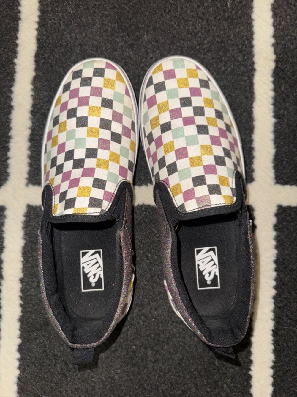 Vans Checkerboard Slip-On in Purple, Gold, Mint, Black & White